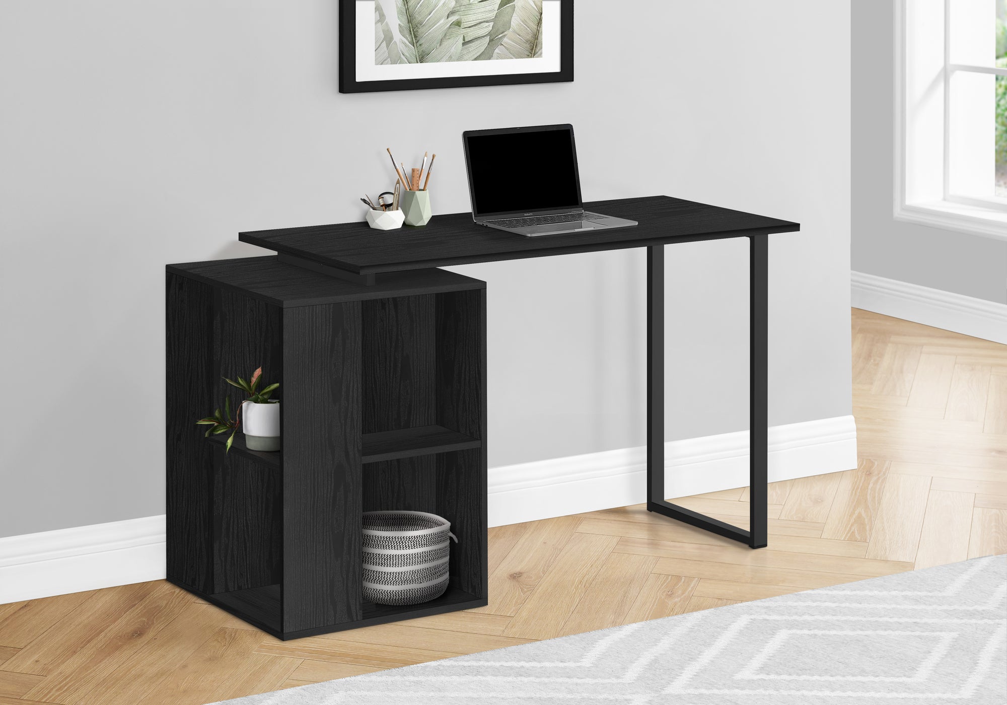 Sleek Computer Desk with Storage Shelves