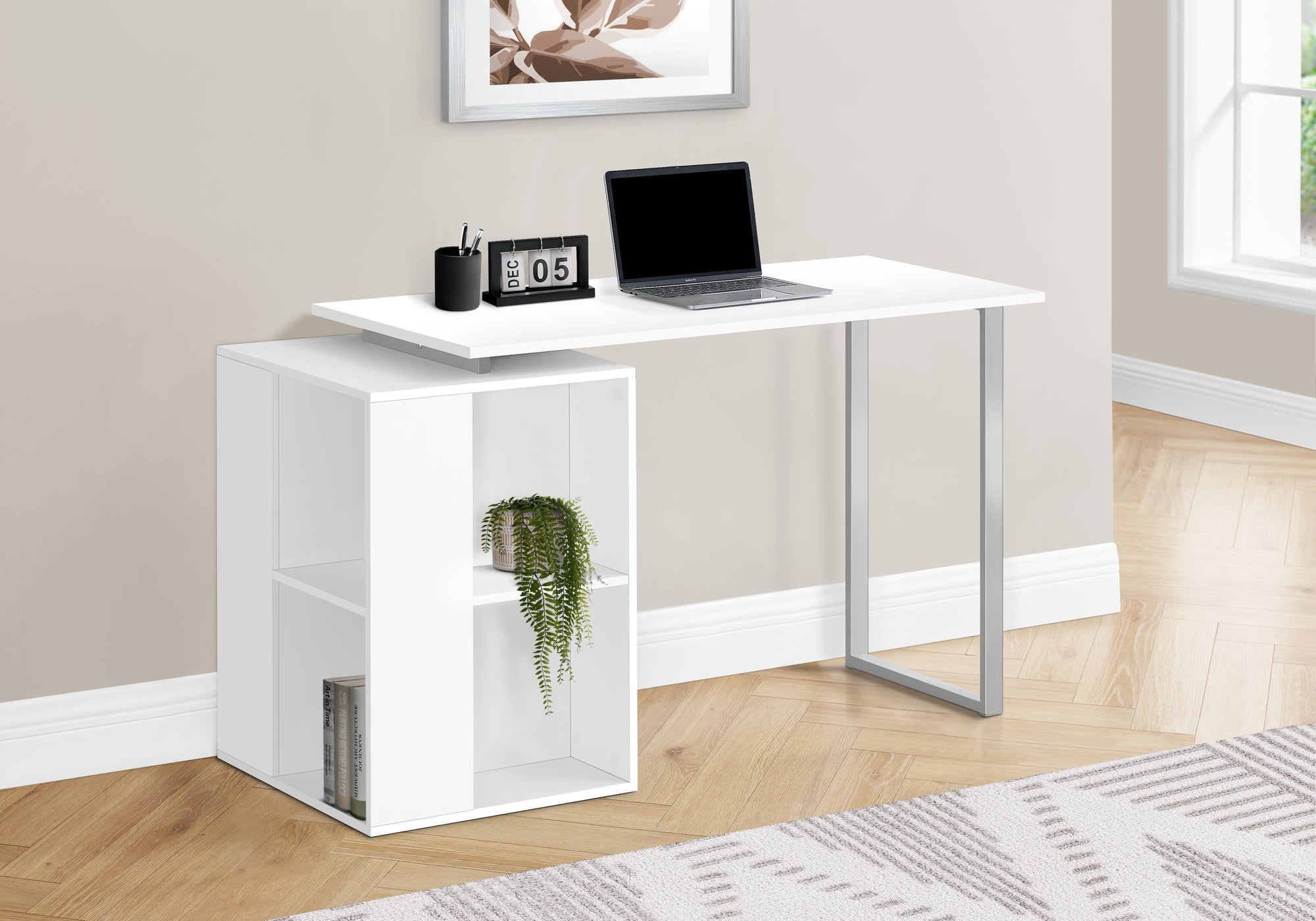 Sleek Computer Desk with Storage Shelves