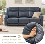 Navy Leather Power Recliner Sofa