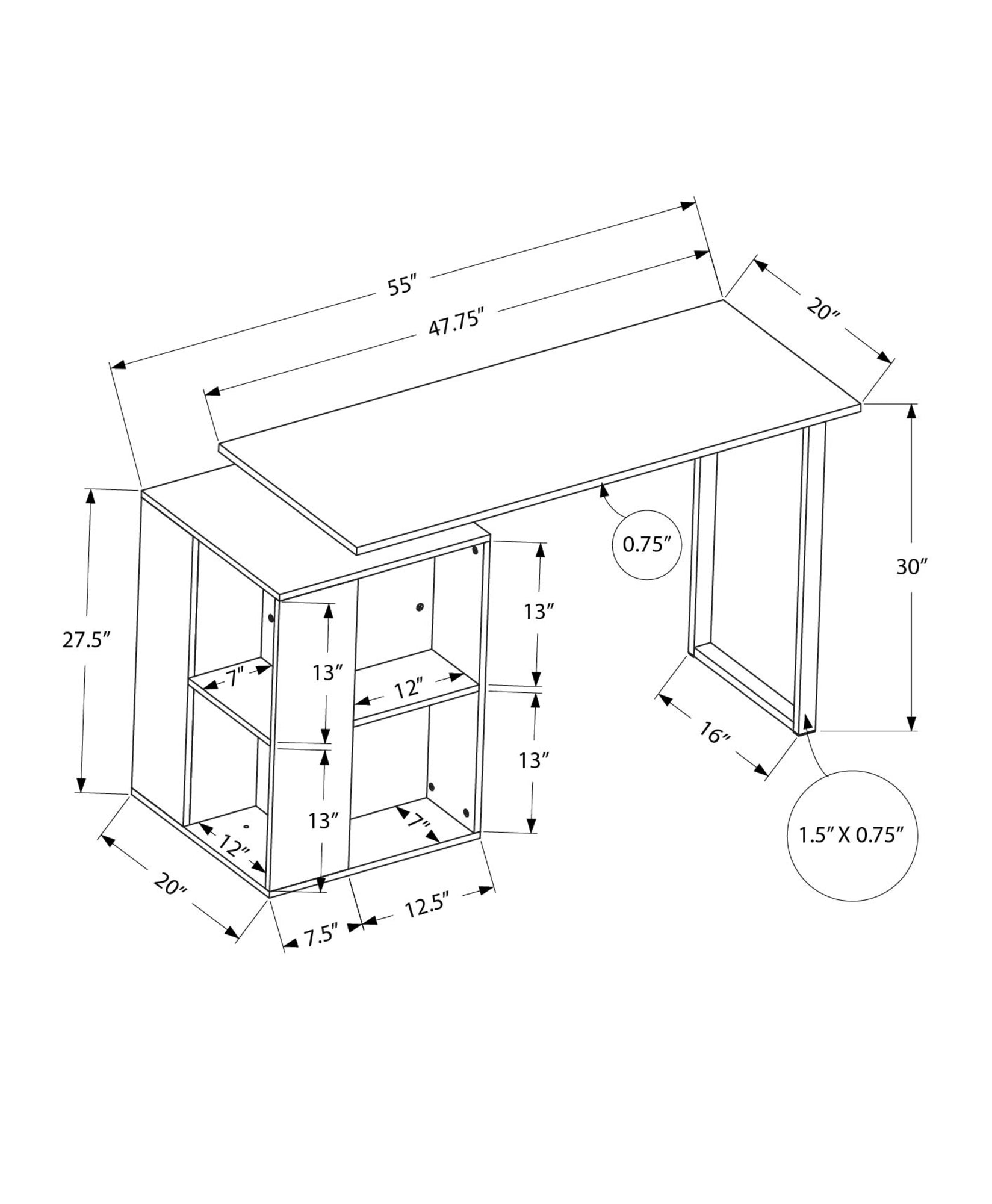 Sleek Computer Desk with Storage Shelves