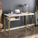 Victory 47'' Wide Metal Engineered Wood Computer Desk with Shelf