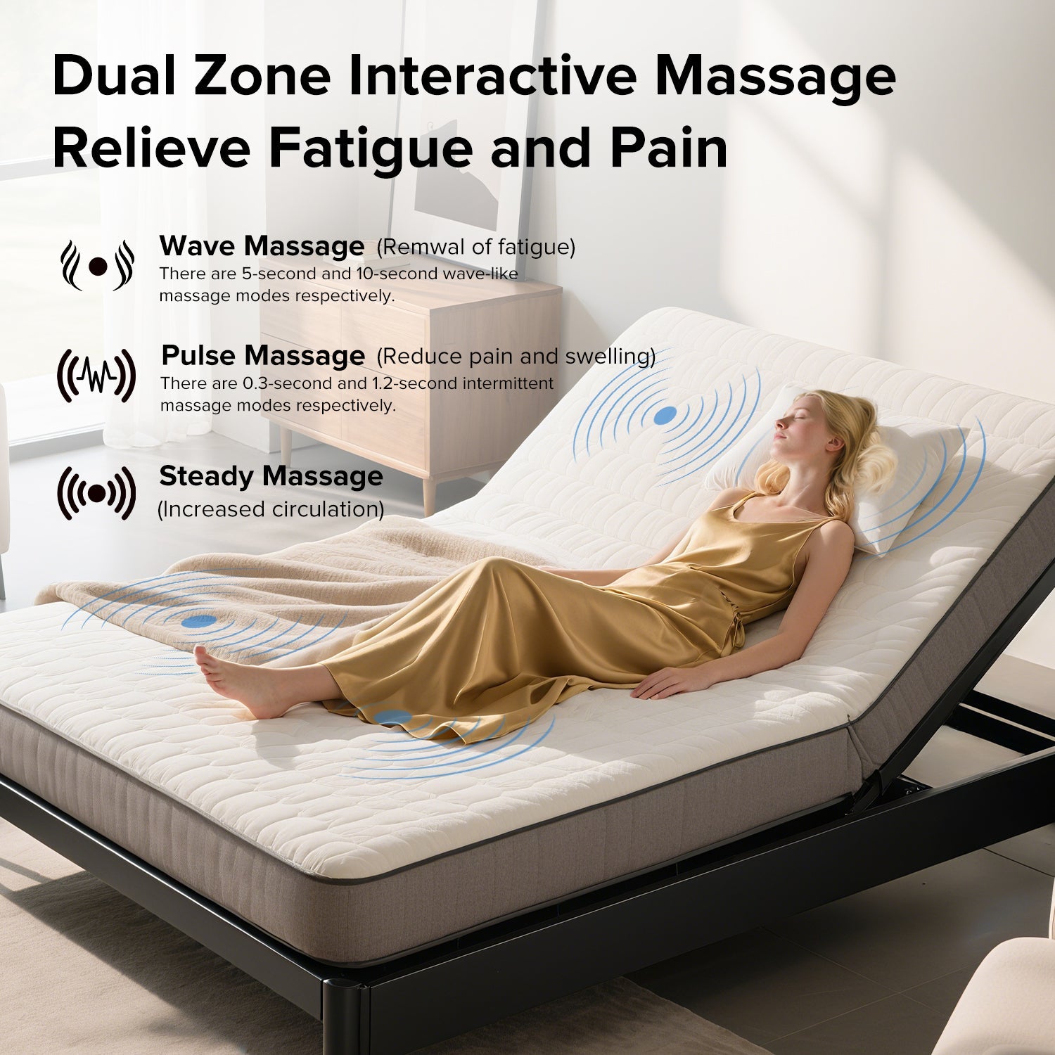 Queen Adjustable Bed Frame with Massage Head & Foot Incline