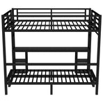 Queen Over Twin XL Metal Bunk Bed with Desk and Shelves