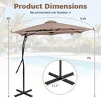 9 FT Cantilever Umbrella with Cross Base and Crank Handle