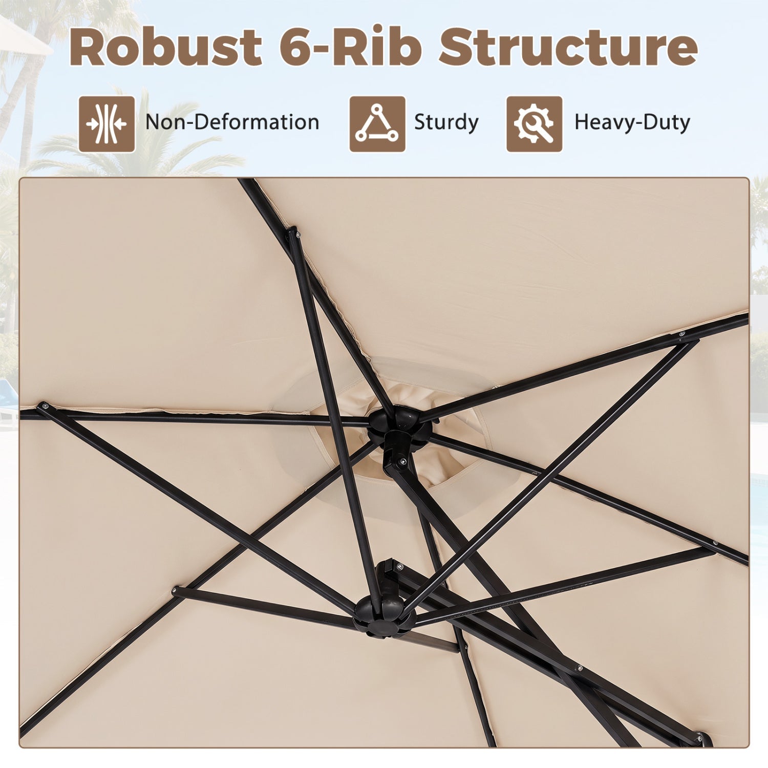 9 FT Cantilever Umbrella with Cross Base and Crank Handle