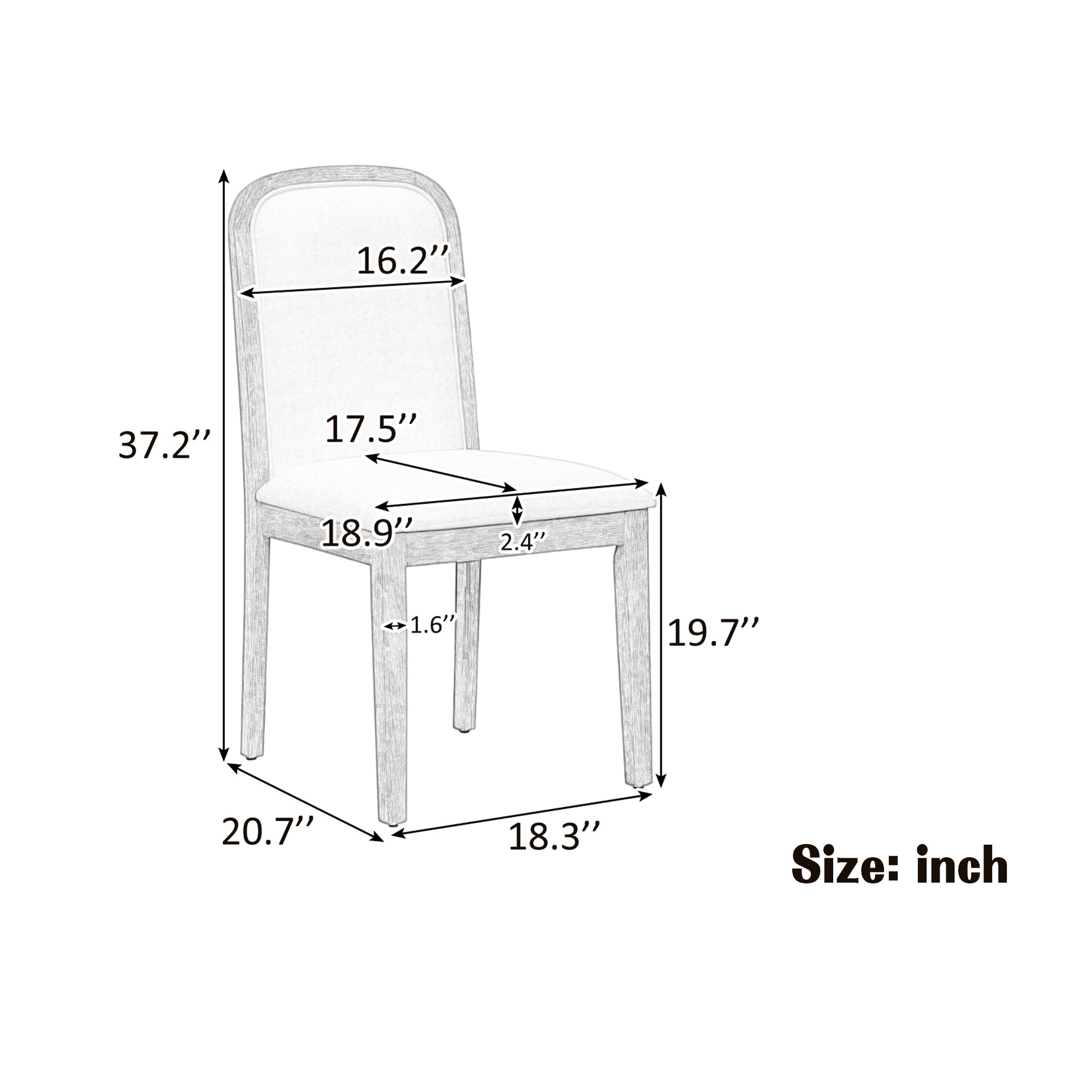 Vintage Style Dining Chair Set with 4 Upholstered Chairs