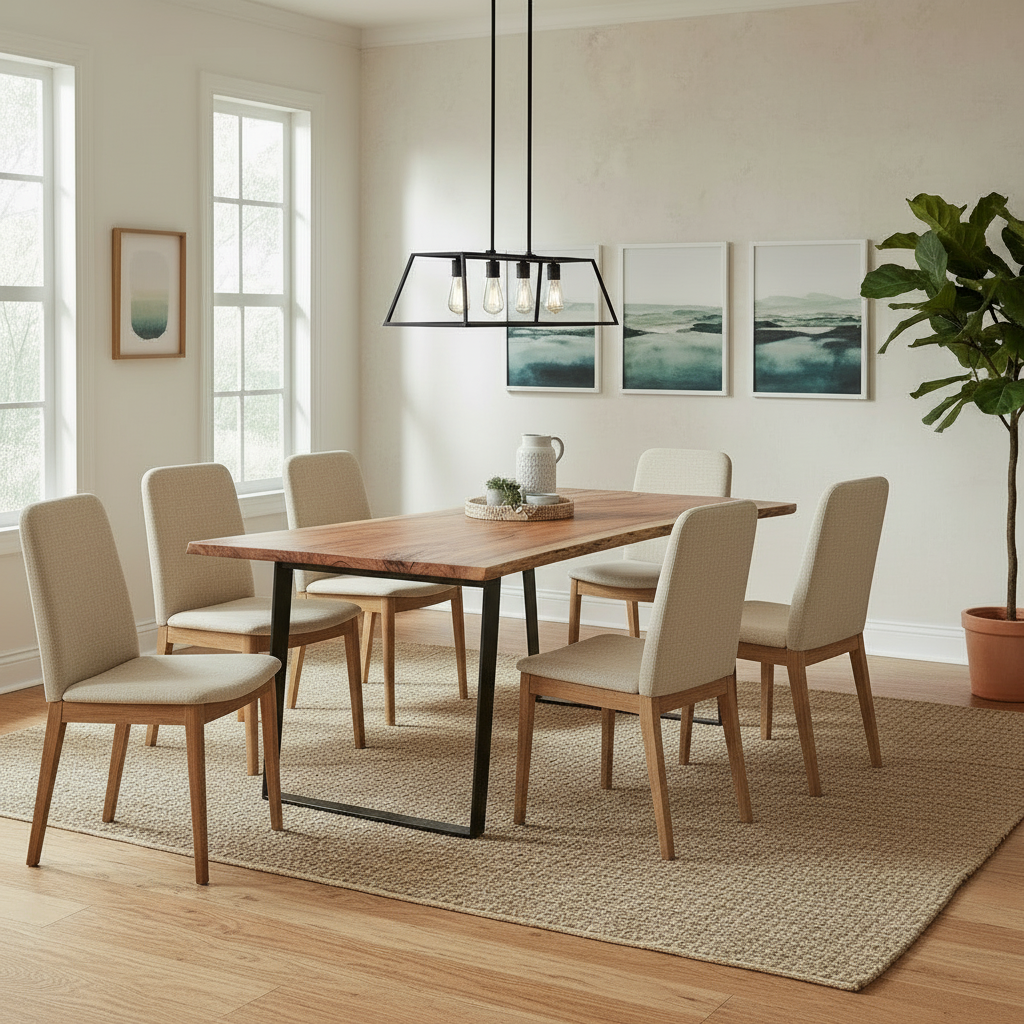Solid wood live edge dining table