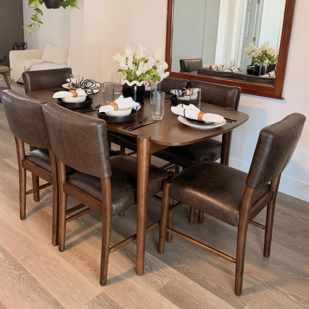 ACTU 58” Mid-Century Modern Dining Table Set for Small Spaces (Seats 4–6)
