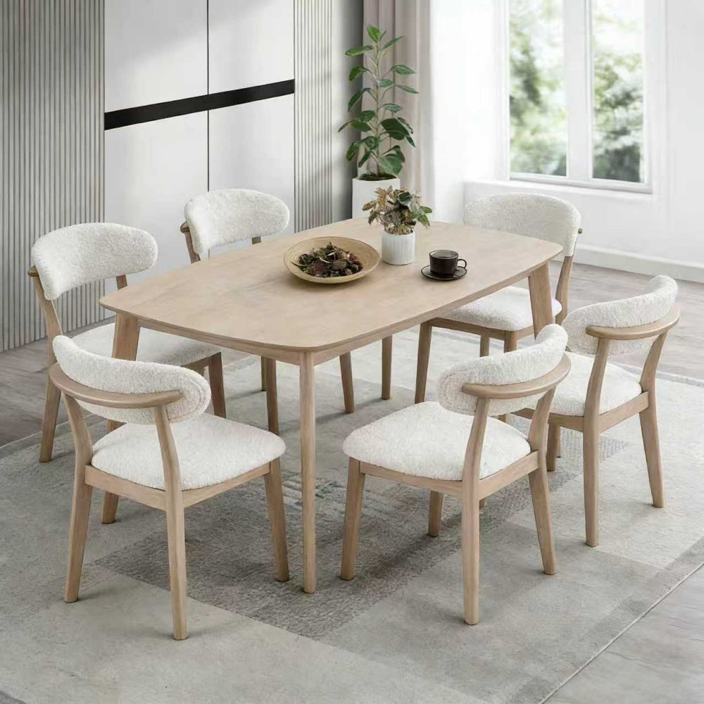 ACTU Scandinavian Dining Table Set with Upholstered Chairs for Small Spaces (Seats 4–6)