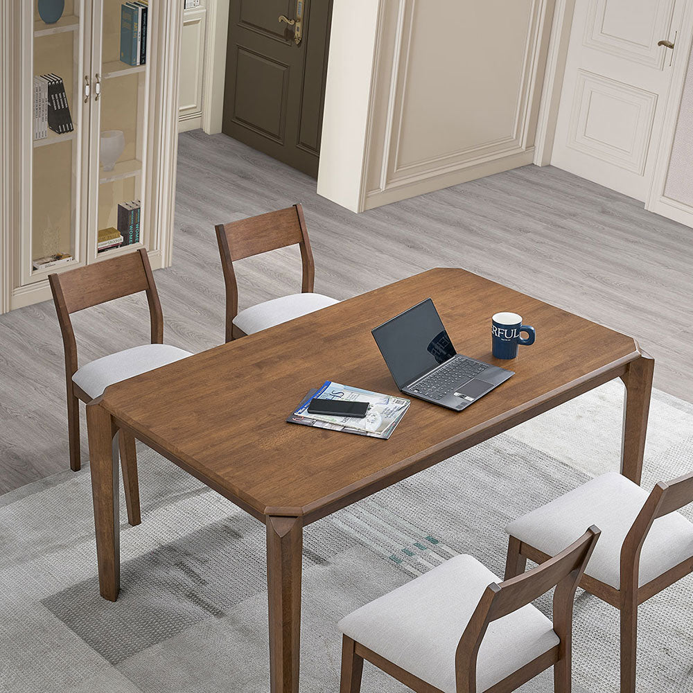 ACTU 59” Solid Wood Mid-Century Modern Dining Table Set for Small Spaces (Seats 4–6)