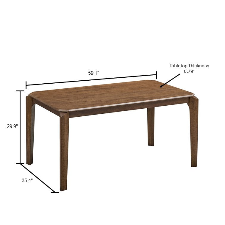 ACTU 59” Solid Wood Mid-Century Modern Dining Table Set for Small Spaces (Seats 4–6)