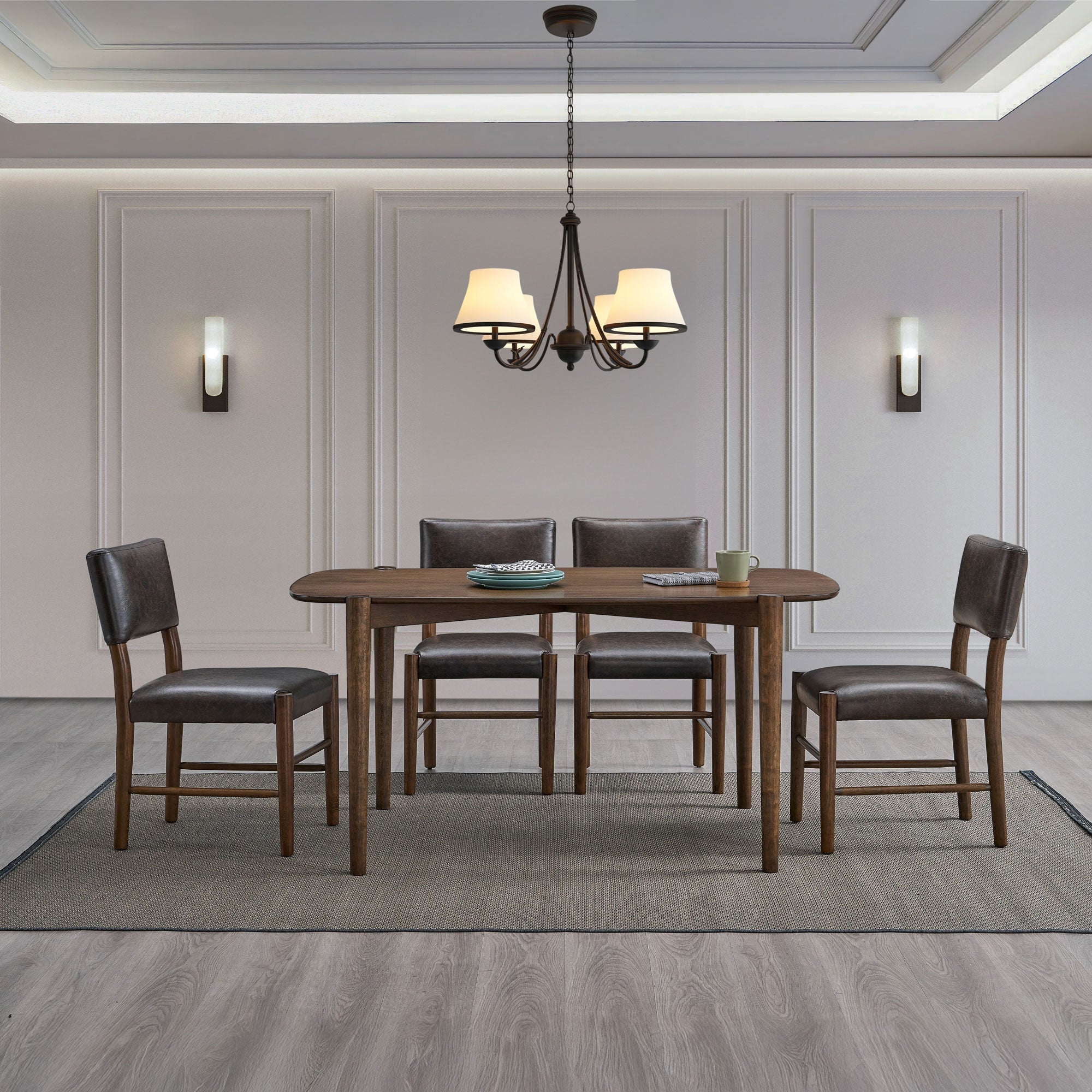 ACTU 58” Mid-Century Modern Dining Table Set for Small Spaces (Seats 4–6)