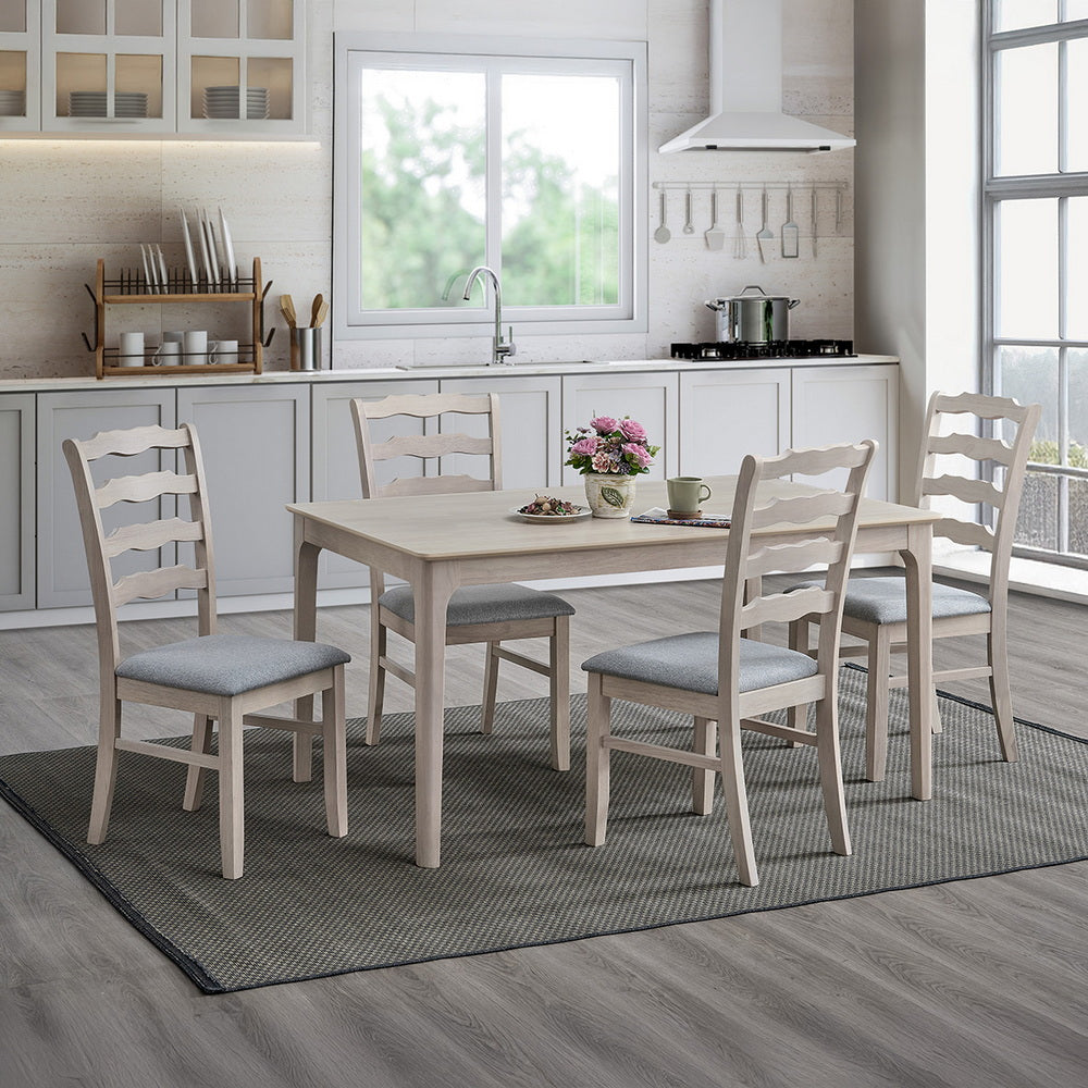 Farmhouse Dining Table Set with Upholstered Chairs for 4–6