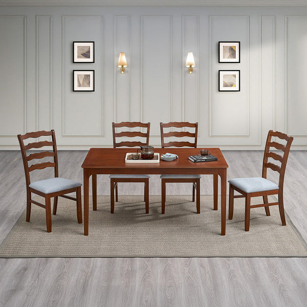 Farmhouse Dining Table Set with Upholstered Chairs for 4–6