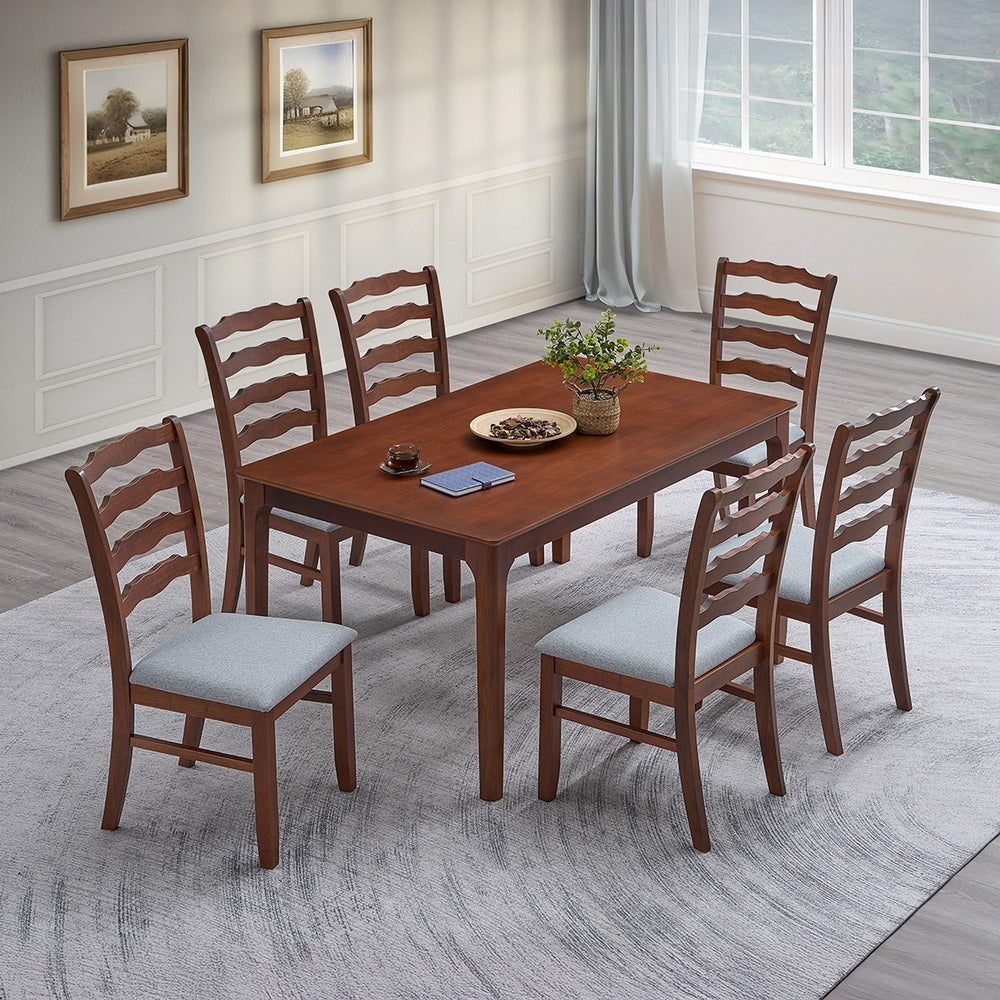 Farmhouse Dining Table Set with Upholstered Chairs for 4–6