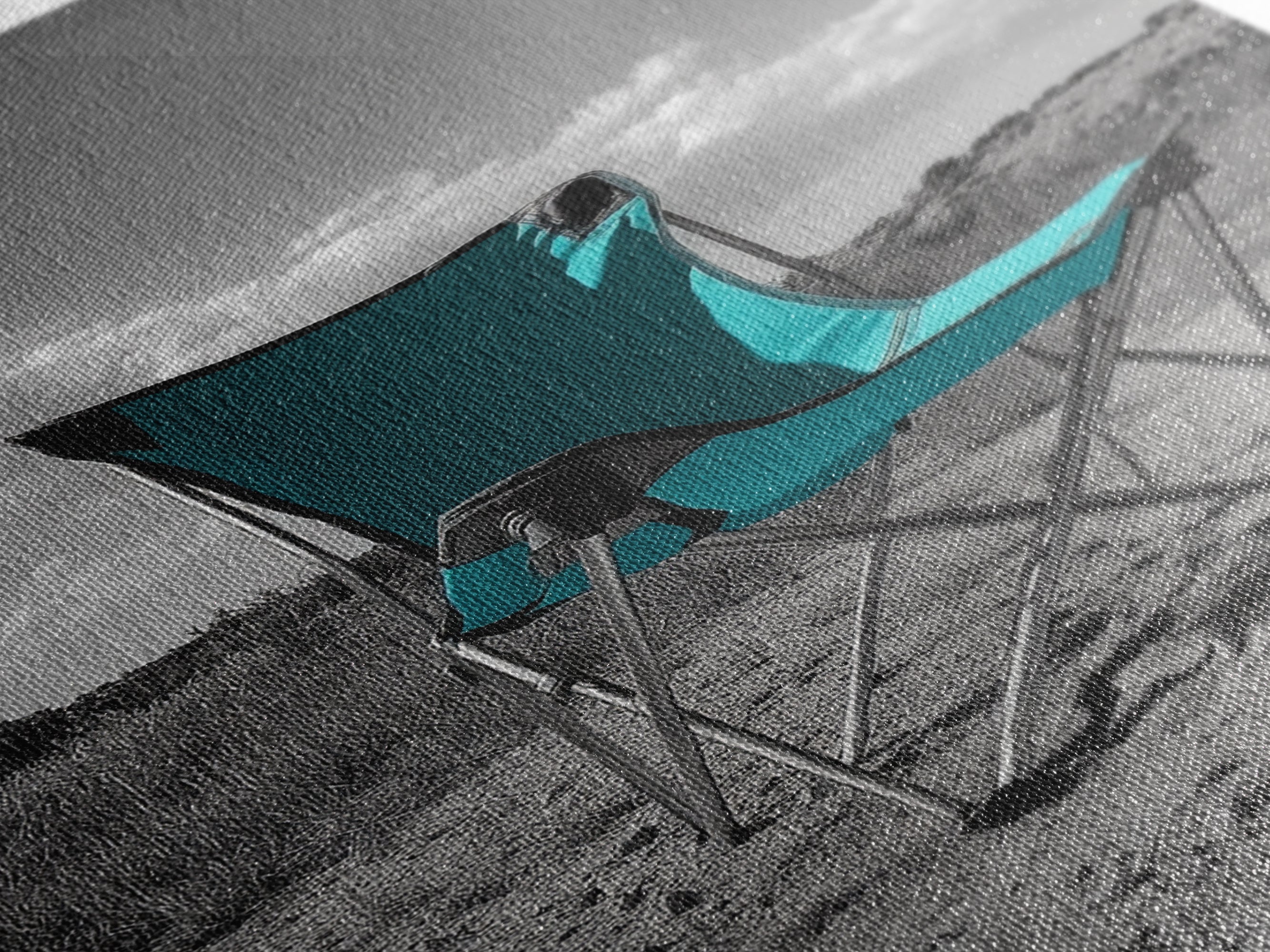 Teal Camp Chair, Outdoor Minimalism, Desert Art, Canvas Print, Camping Wall Decor, Nature Photo, Rustic Retreat, Cabin Wall Art