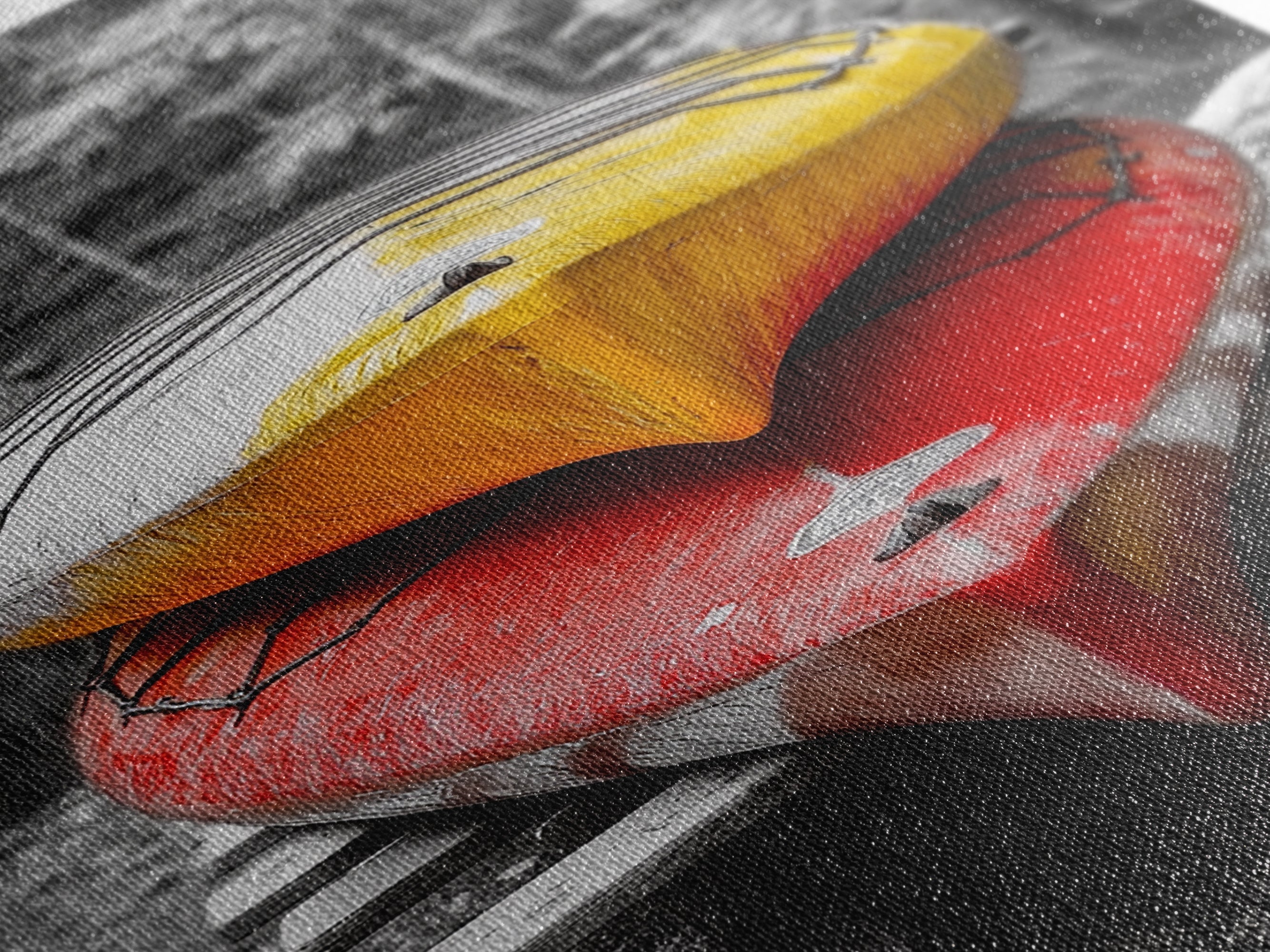Stacked Kayaks, Red and Yellow, Forest Wall Art