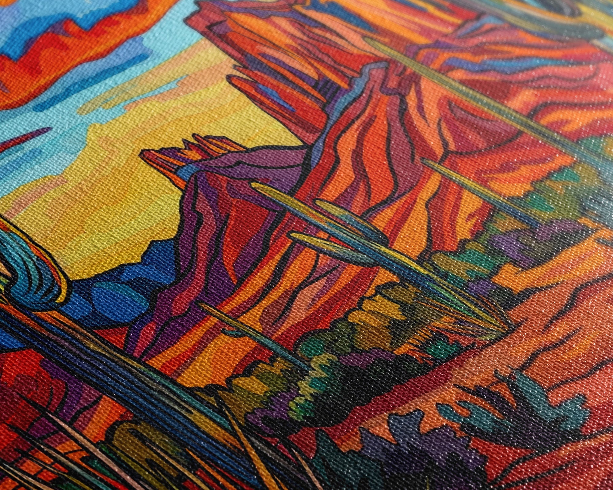 Retro Style Desert Landscape Painting Print