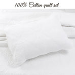 White Victorian Pure 100% Cotton Reversible Quilt Bedding Set