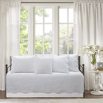 White Victorian Pure 100% Cotton Reversible Quilt Bedding Set