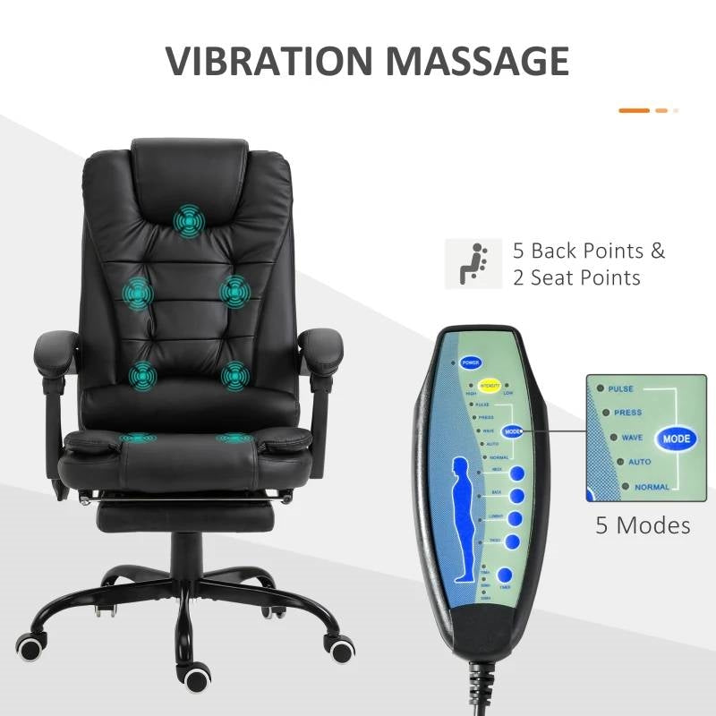 Black Vibrating Back Massage Adjustable Office Chair