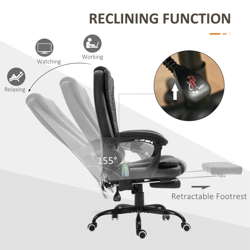 Black Vibrating Back Massage Adjustable Office Chair