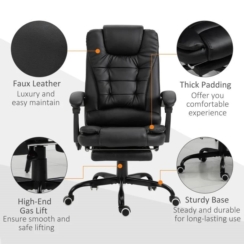 Black Vibrating Back Massage Adjustable Office Chair