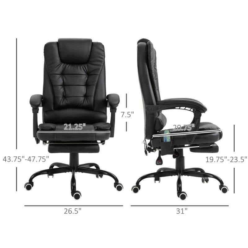 Black Vibrating Back Massage Adjustable Office Chair