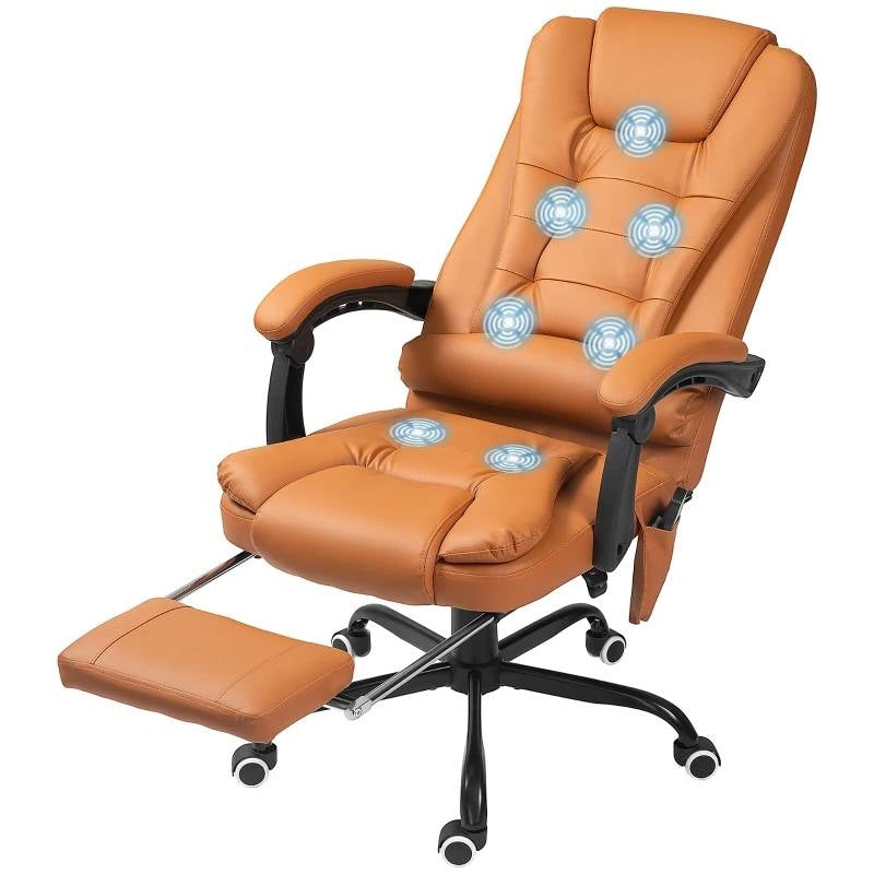 Brown Vibrating Back Executive Adjustable Office Chair