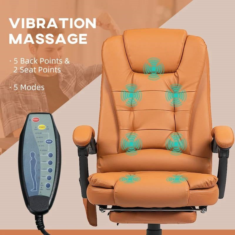 Brown Vibrating Back Executive Adjustable Office Chair