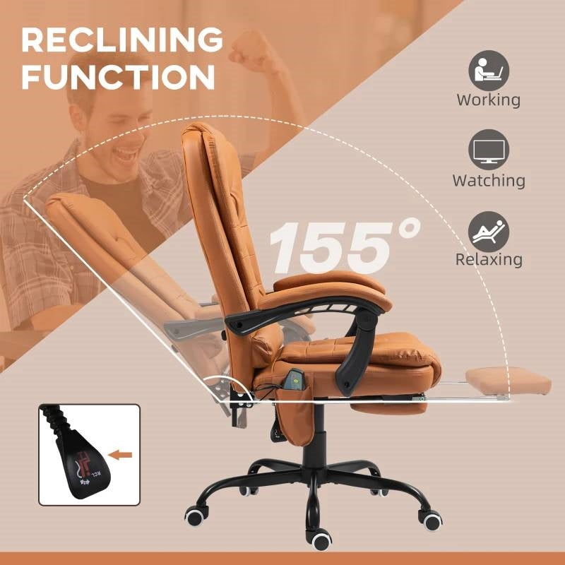 Brown Vibrating Back Executive Adjustable Office Chair