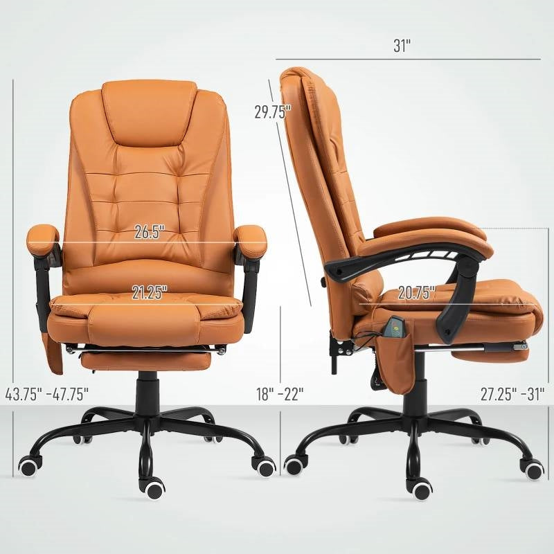 Brown Vibrating Back Executive Adjustable Office Chair