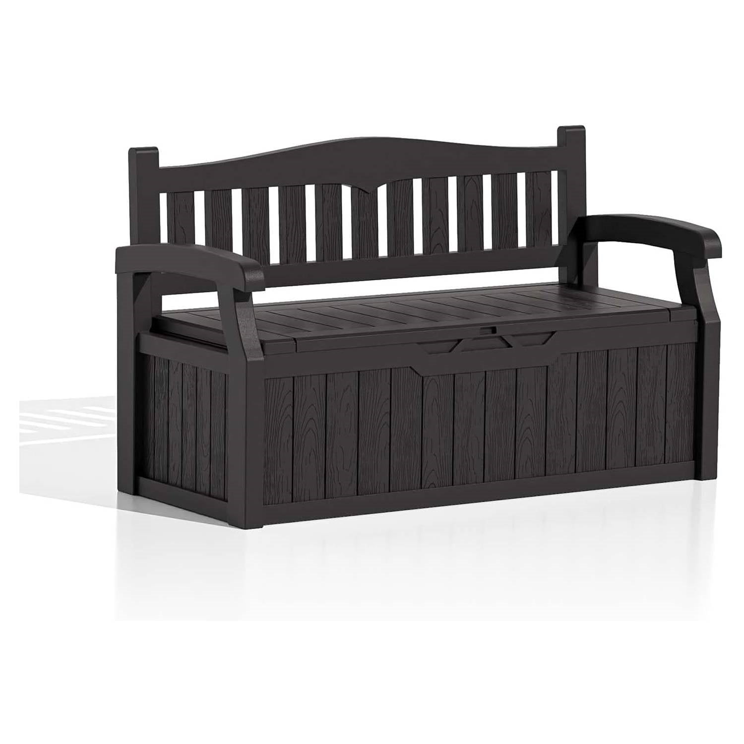 Heavy Duty Brown Plastic Outdoor Storage Bench