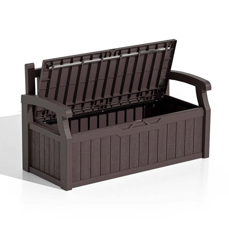 Heavy Duty Brown Plastic Outdoor Storage Bench