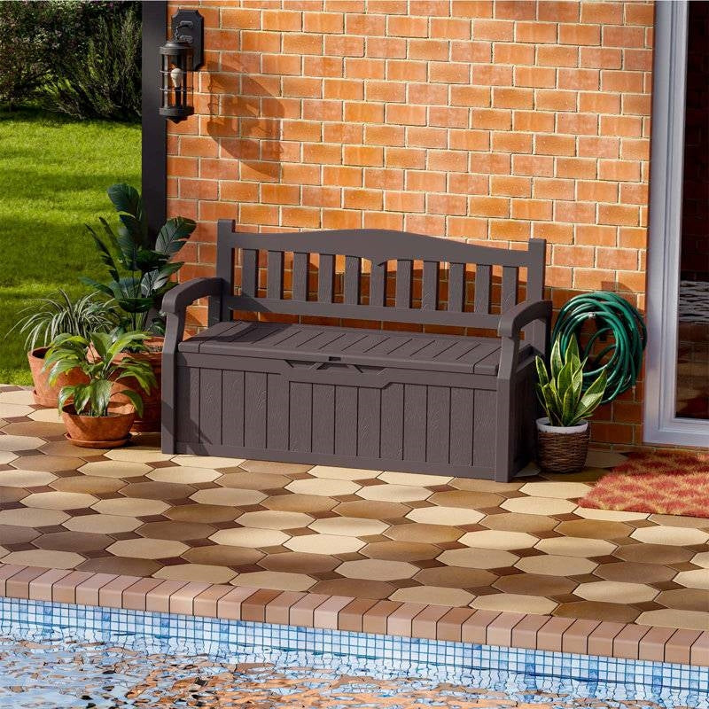 Heavy Duty Brown Plastic Outdoor Storage Bench