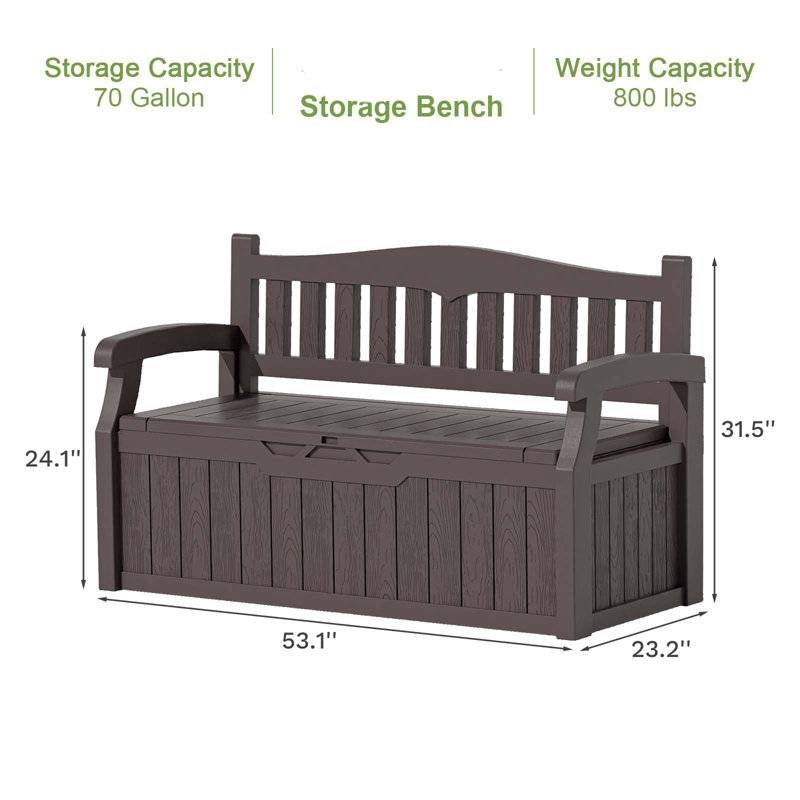 Heavy Duty Brown Plastic Outdoor Storage Bench