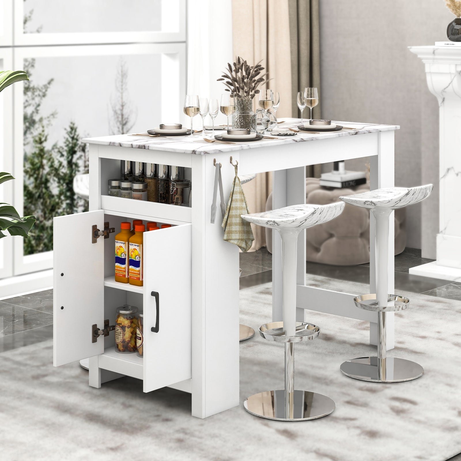 Bar Table Faux Marble Pub Table