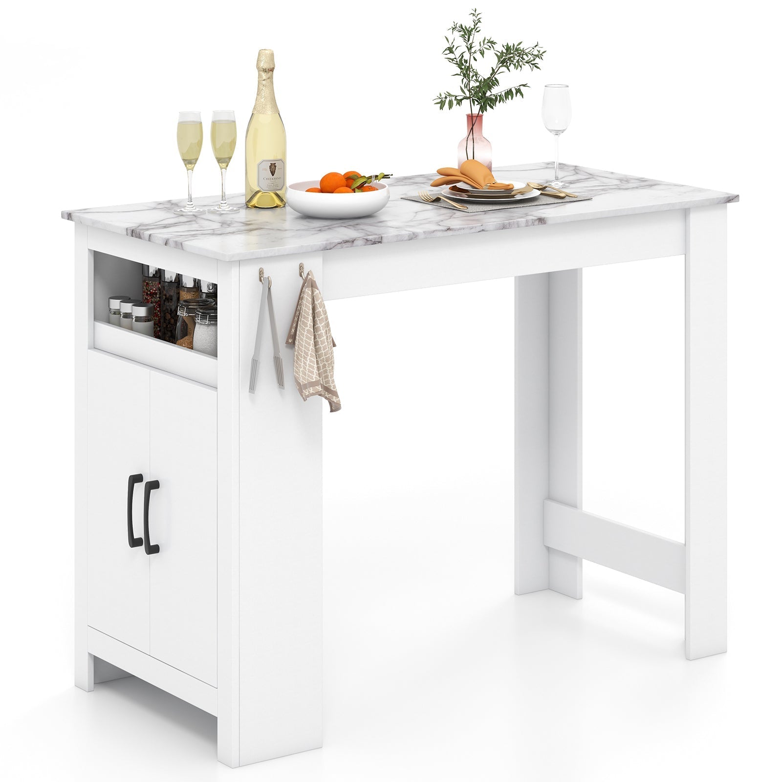 Bar Table Faux Marble Pub Table