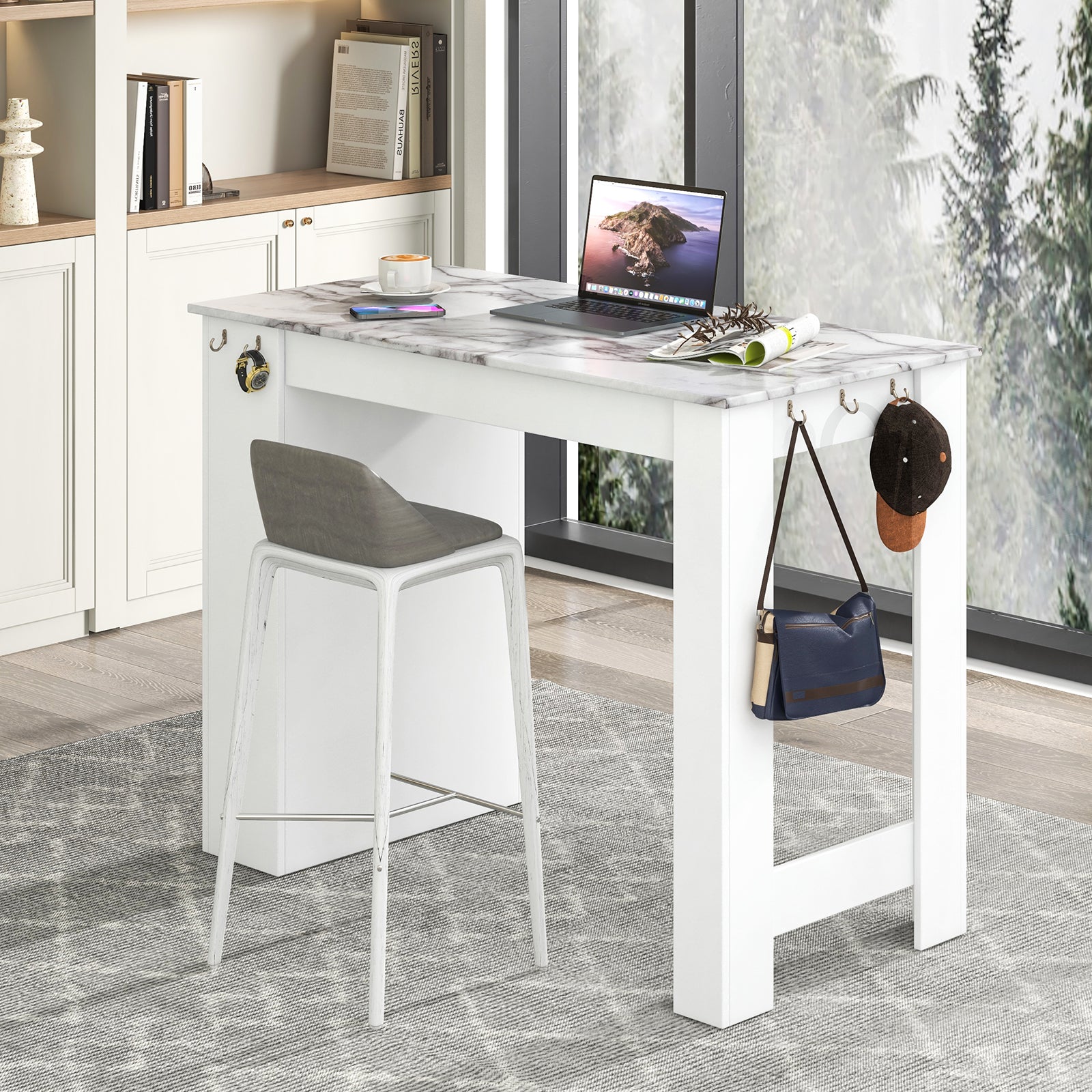 Bar Table Faux Marble Pub Table