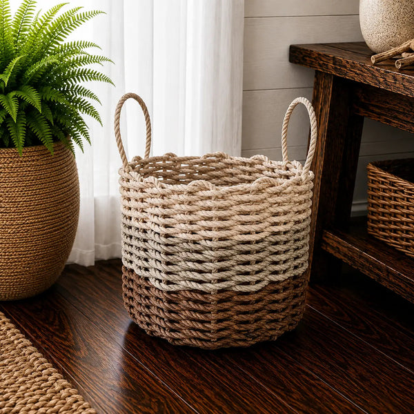 Brown, Tan & Light Tan Ombre Rope Basket