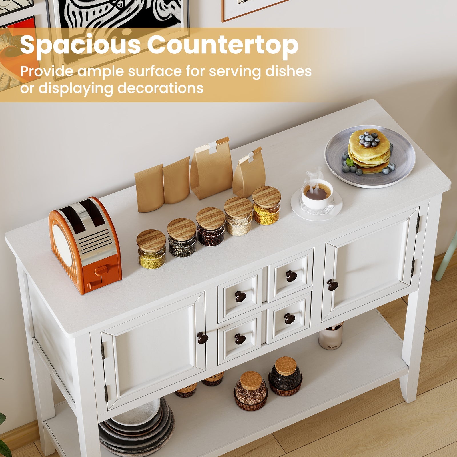 Buffet Sideboard Cabinet with 2 Doors and 2 Drawers