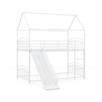 Bunk Bed Twin Over Twin House Bunk Bed Frame with Metal Slats