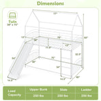 Bunk Bed Twin Over Twin House Bunk Bed Frame with Metal Slats