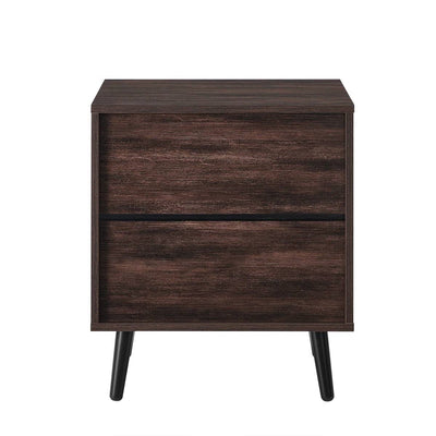 Mid-Century Modern Nightstand in Dark Brown Wood Finish