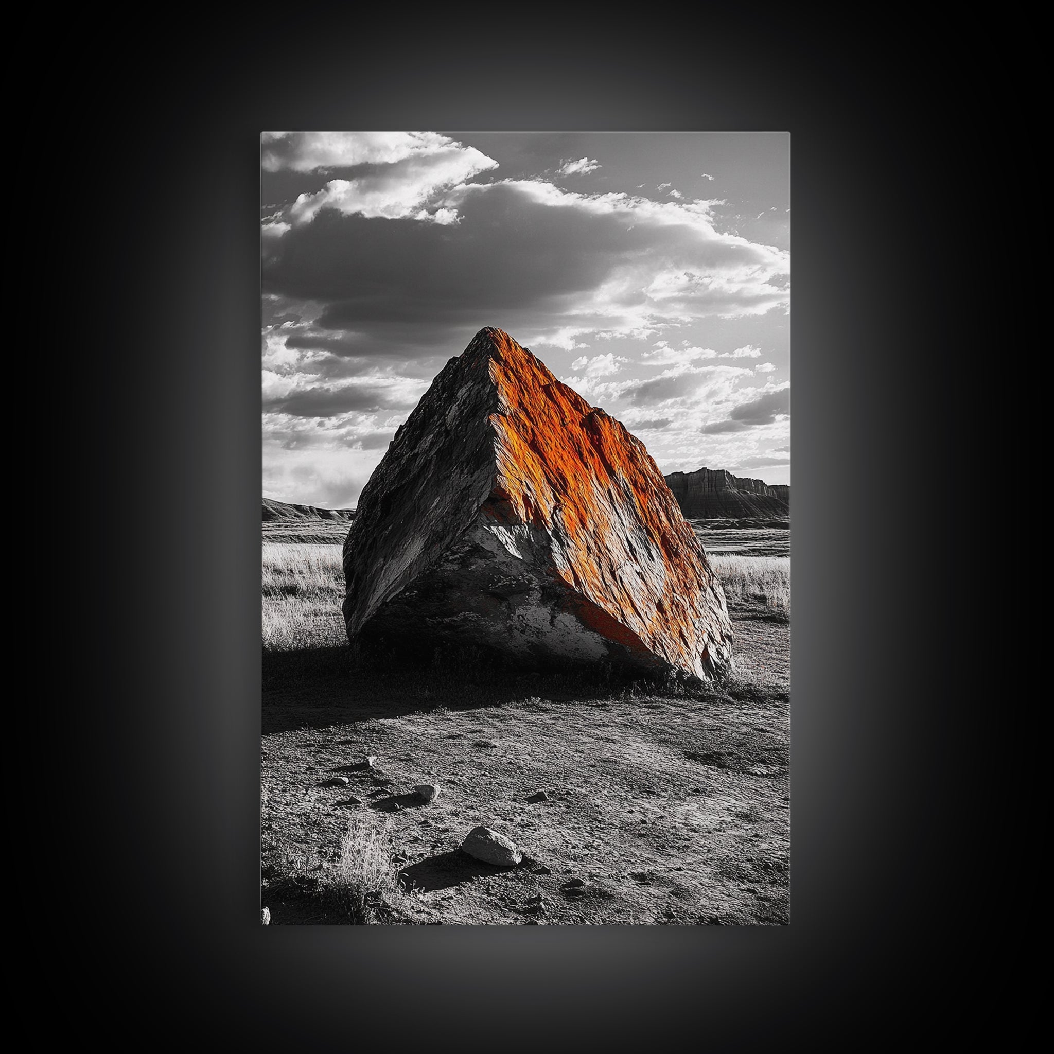 Red Rock, Sunset Boulders, Wild West Plains, Canvas Print, Desert Landscape Art, Living Room Wall Decor, Nature Photography