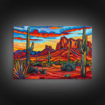 Retro Style Desert Landscape Painting Print