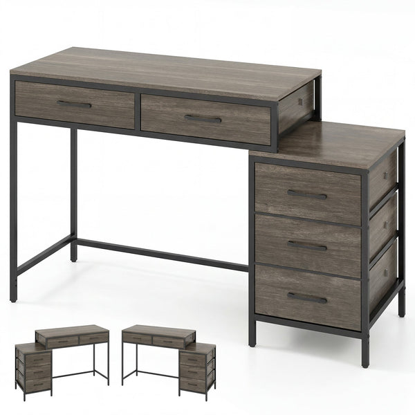 Computer Desk with 5 Drawers and Printer Stand