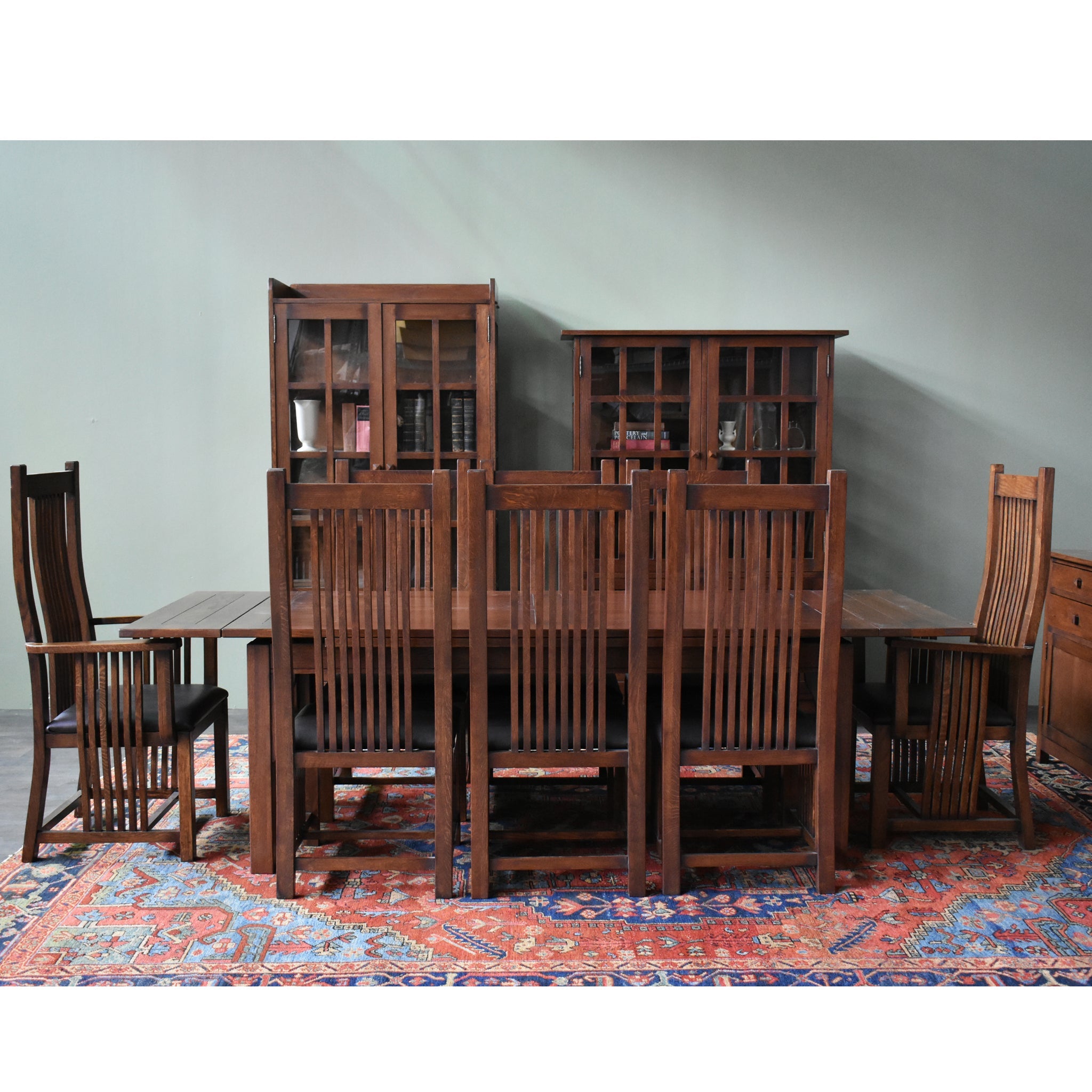 Mission Style Oak Stow Leaf Dining Table