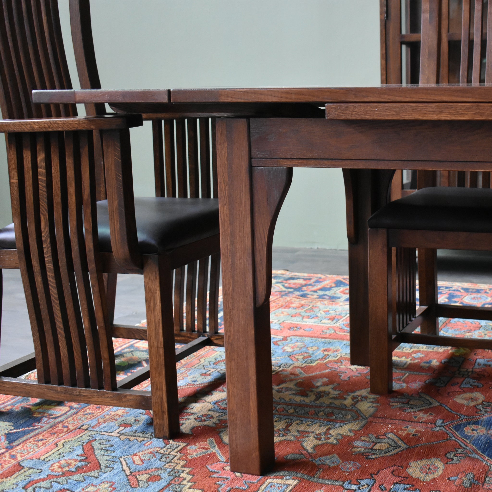 Mission Style Oak Stow Leaf Dining Table