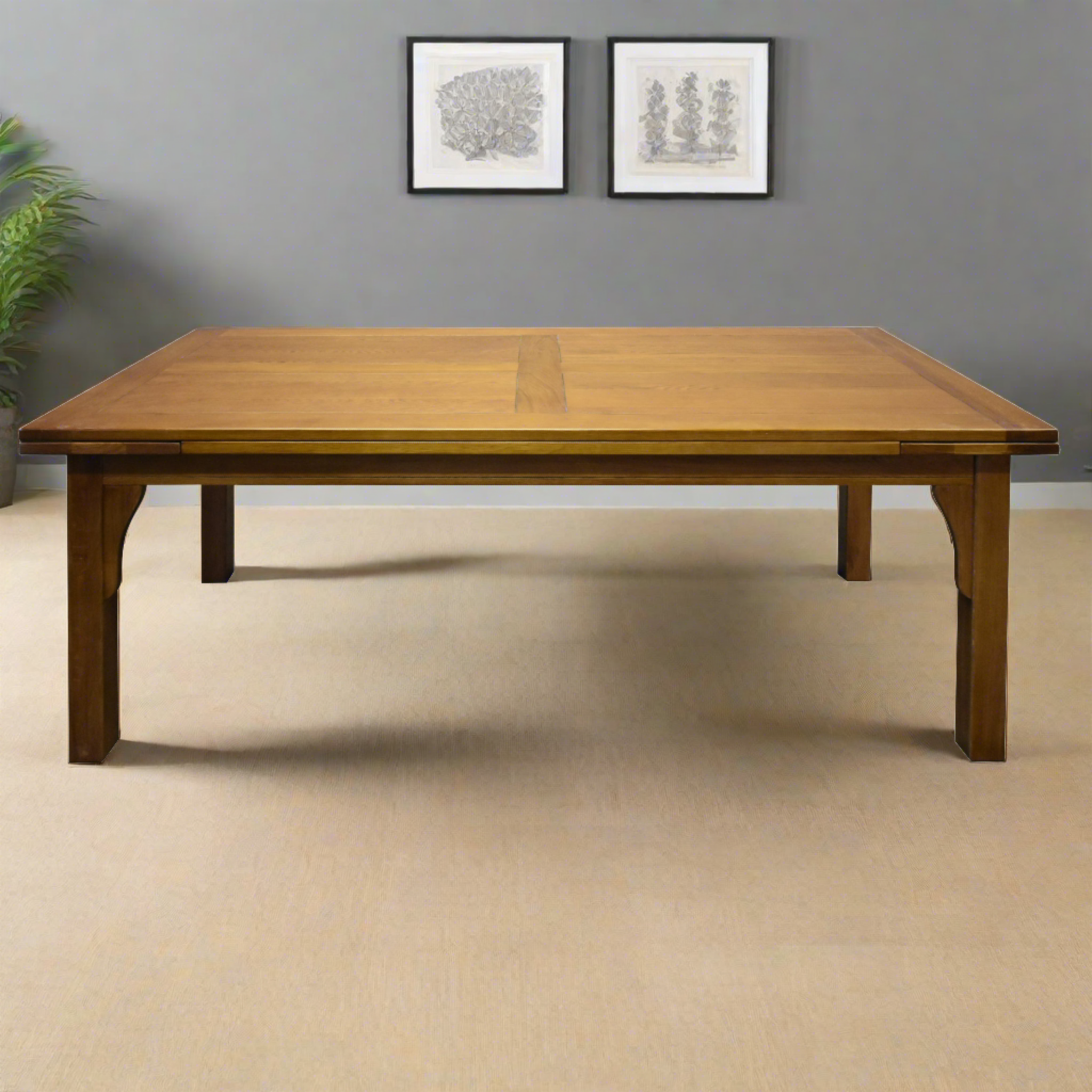 Mission Style Oak Stow Leaf Dining Table